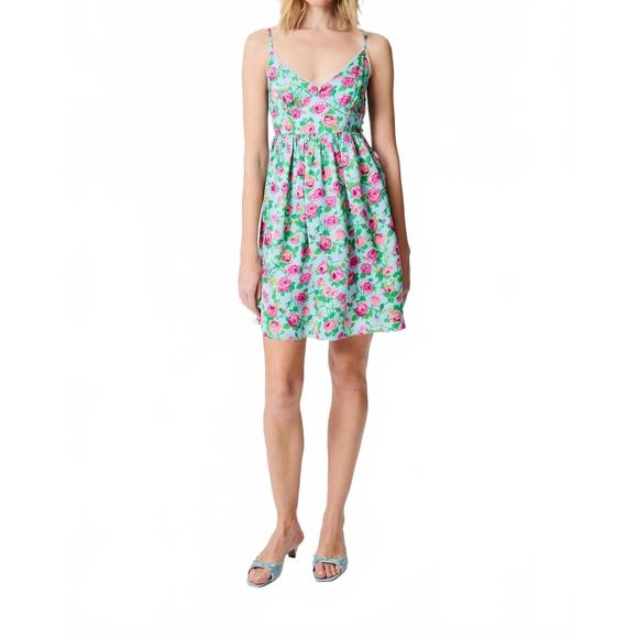 NEW MANOUSH rose print slip mini dress in pink - Picture 1 of 4